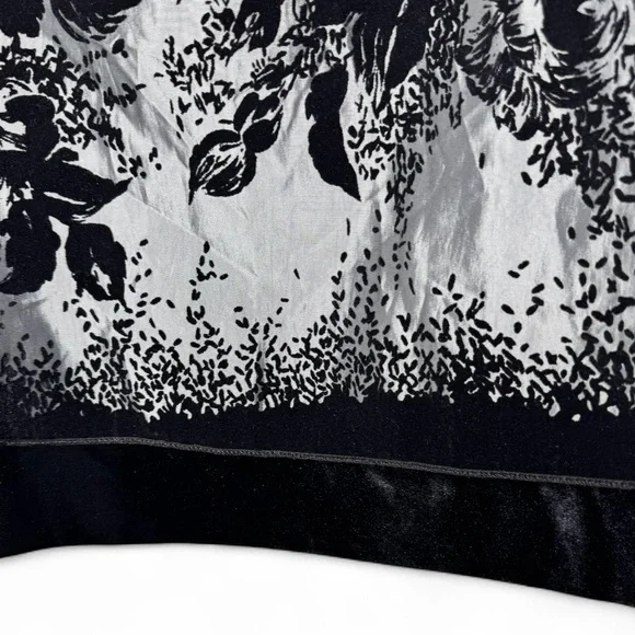 MSK Silver Black Velvet Floral Skirt XL – Holiday Party Dress Midi - Picture 6 of 12